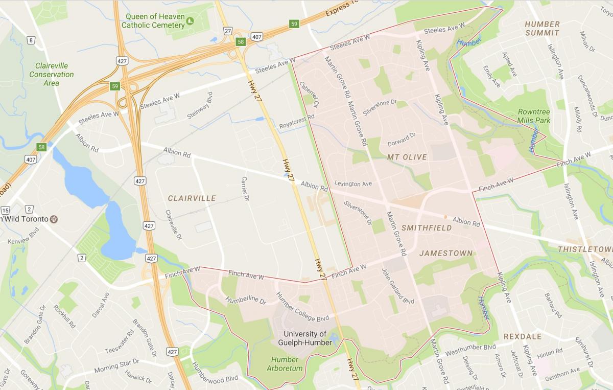 Karta över Smithfield grannskap grannskap Toronto