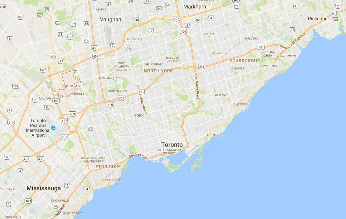 Karta över Smithfielddistrict Toronto