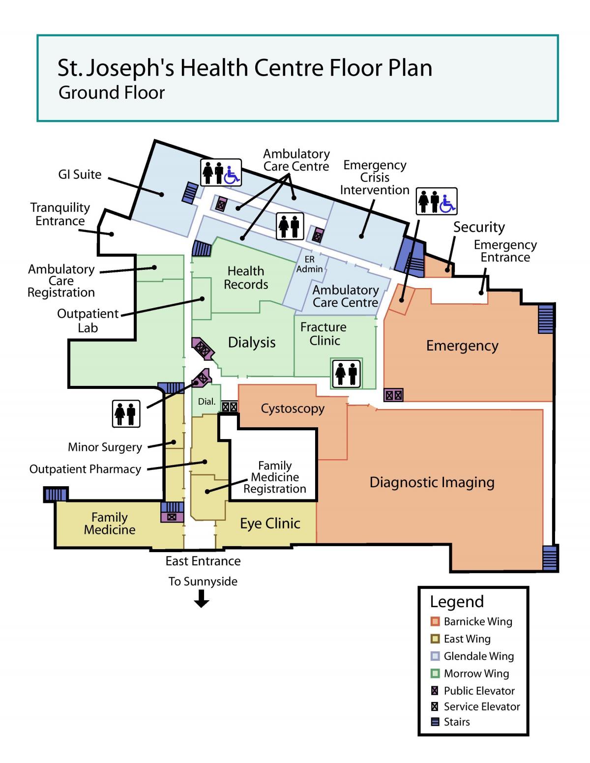 Karta över St. Joseph ' s Health Centre bottenvåningen