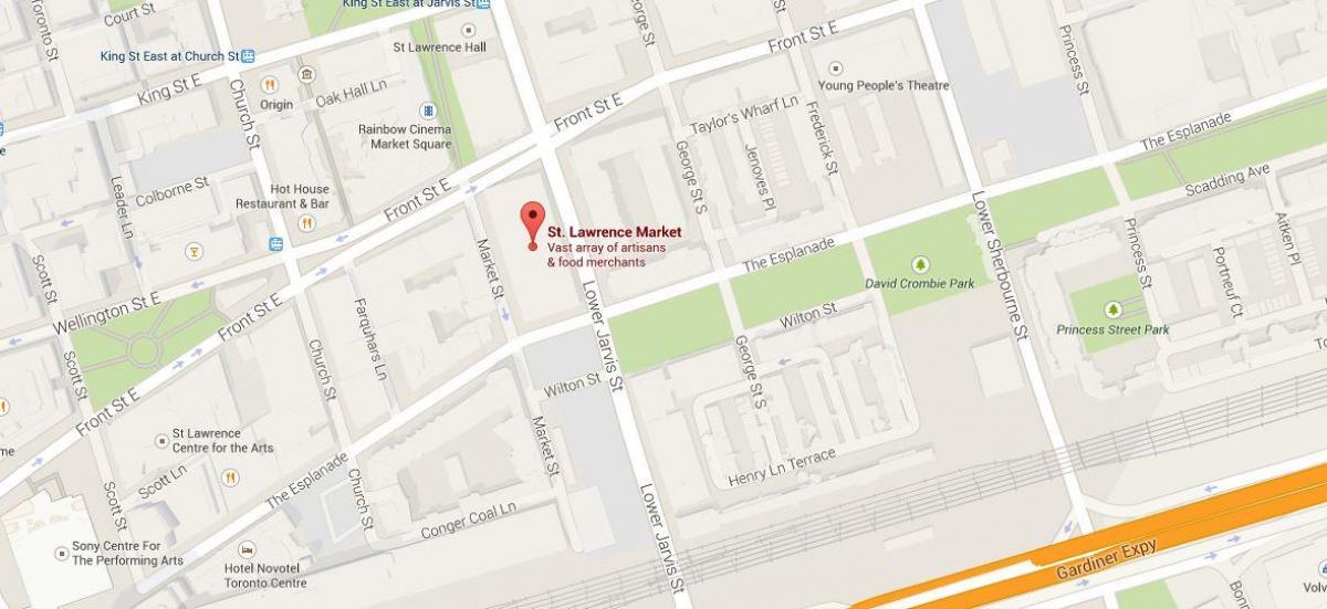 Karta över St Lawrence market