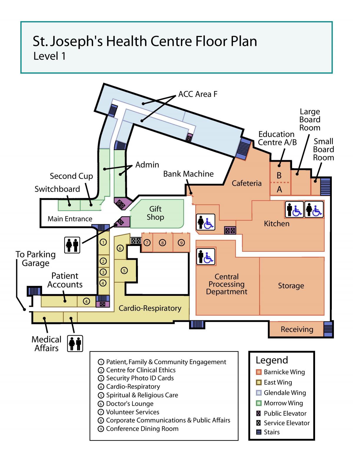 Karta över St. Joseph ' s Health centre Toronto nivå 1