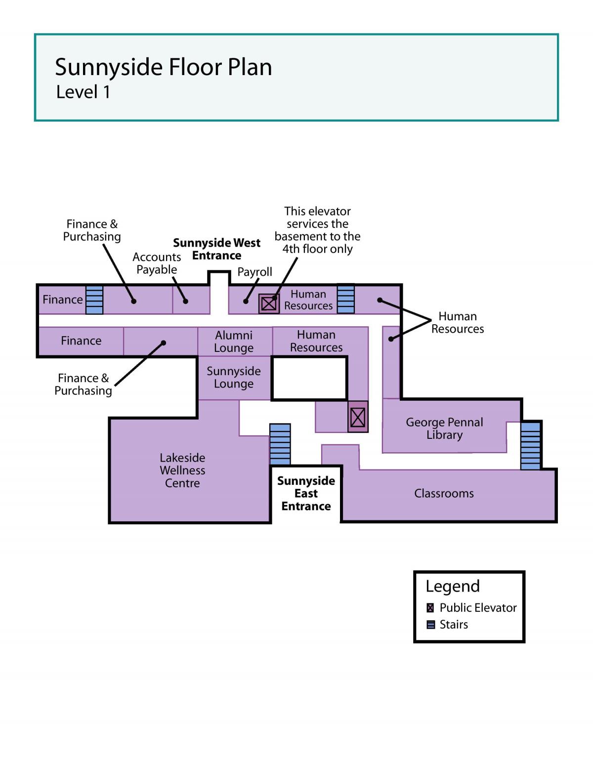 Karta över St. Joseph ' s Health centre Toronto Sunnyside nivå 1