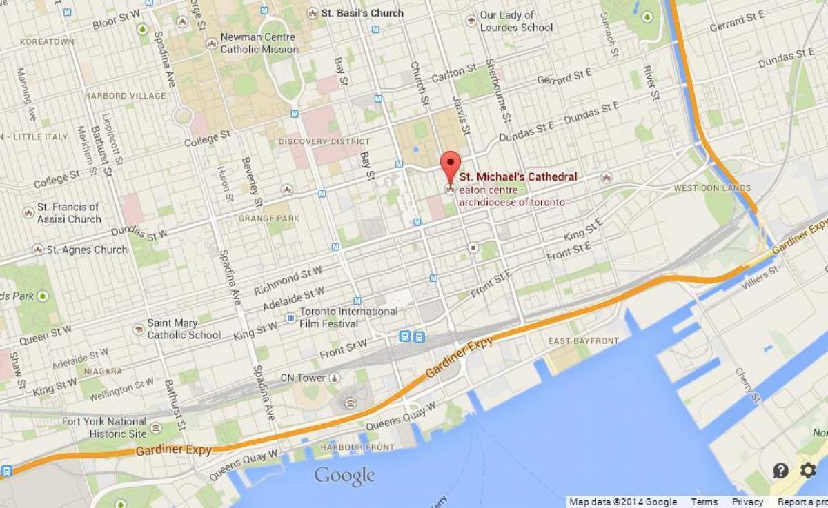 Karta över St. Michael-Katedralen Toronto översikt