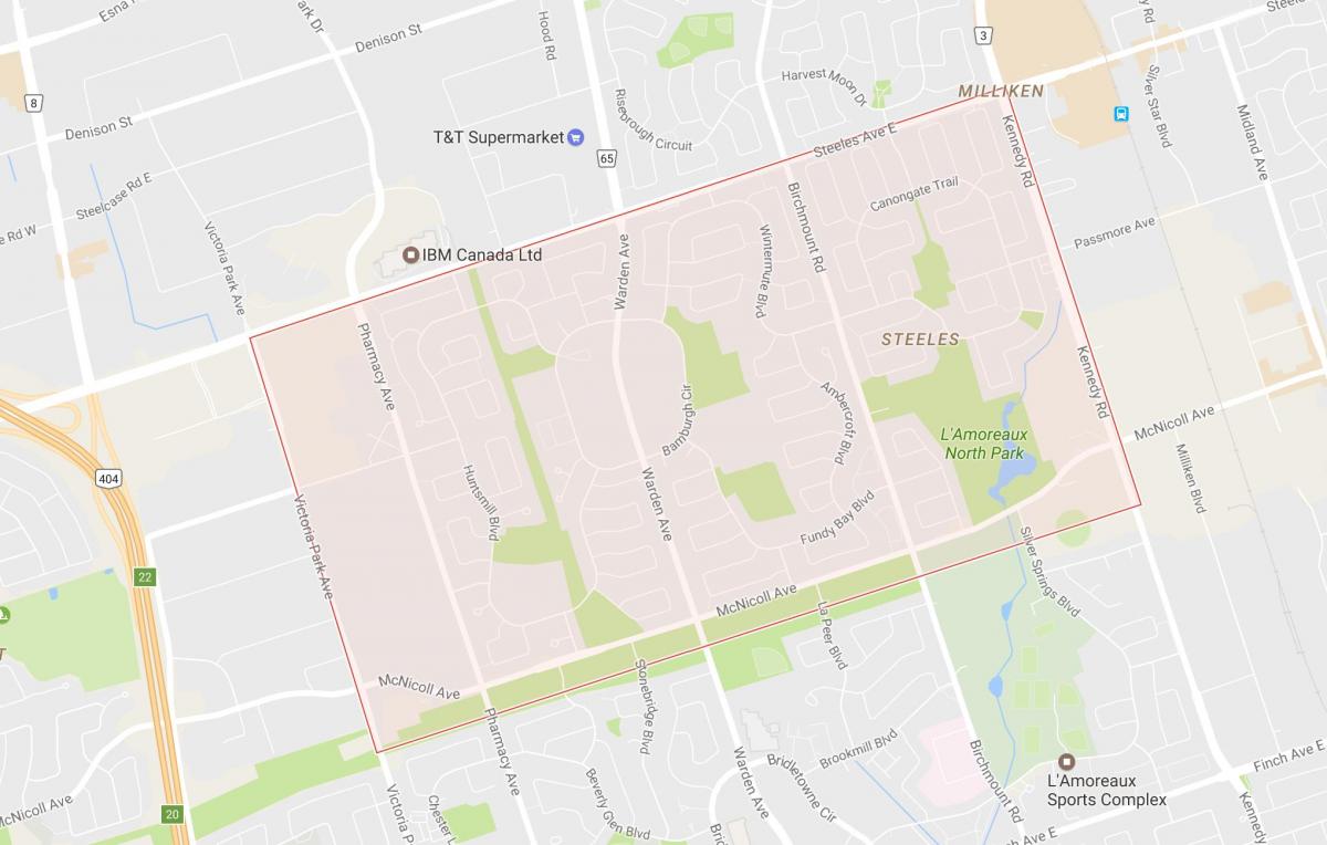 Karta över Steeles grannskapet Toronto