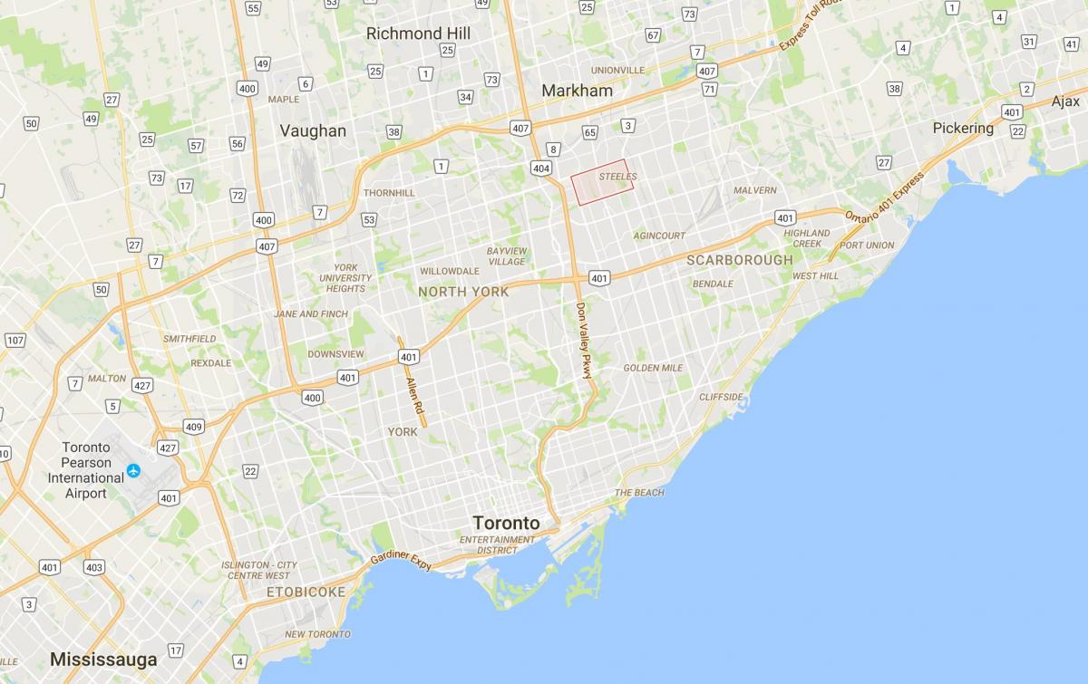 Karta över Steeles distriktet Toronto