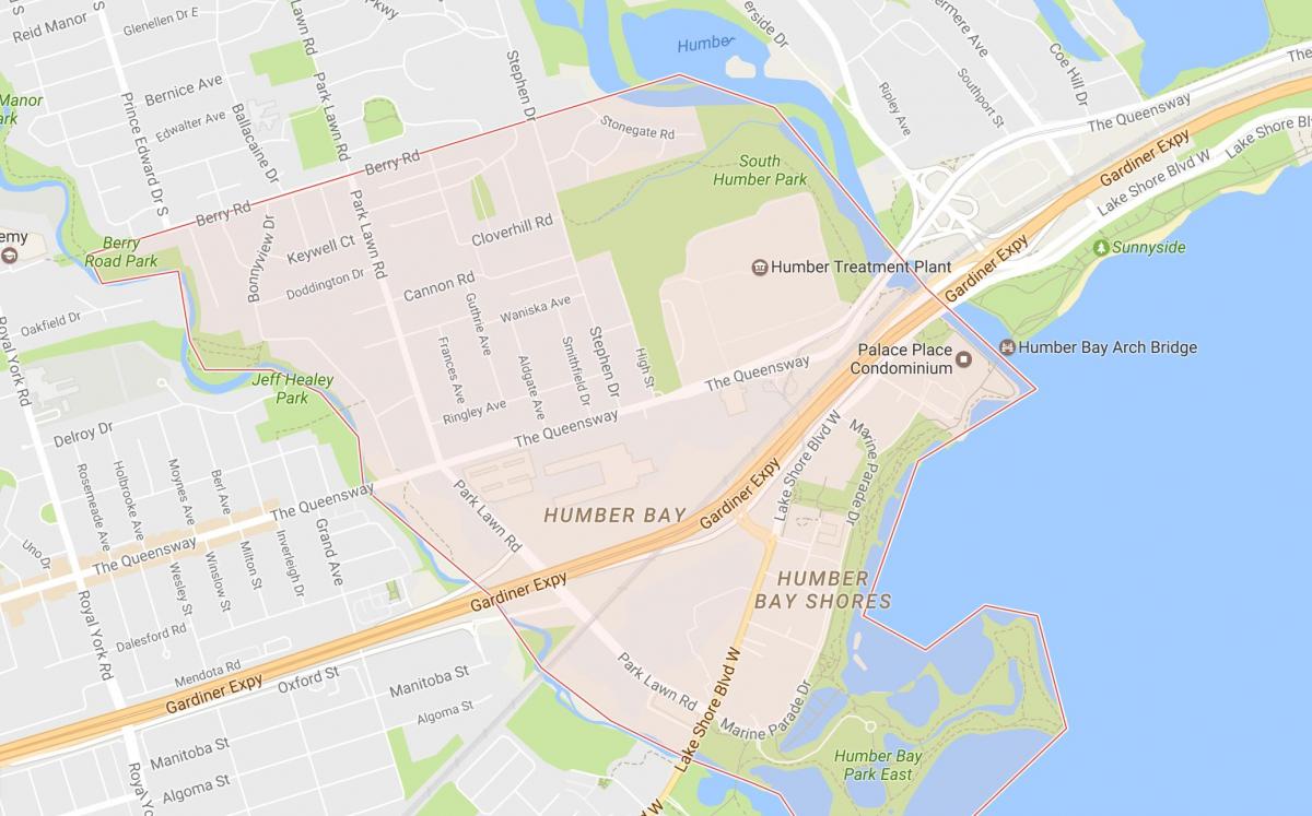 Karta över Stonegate-Queensway grannskap grannskap Toronto
