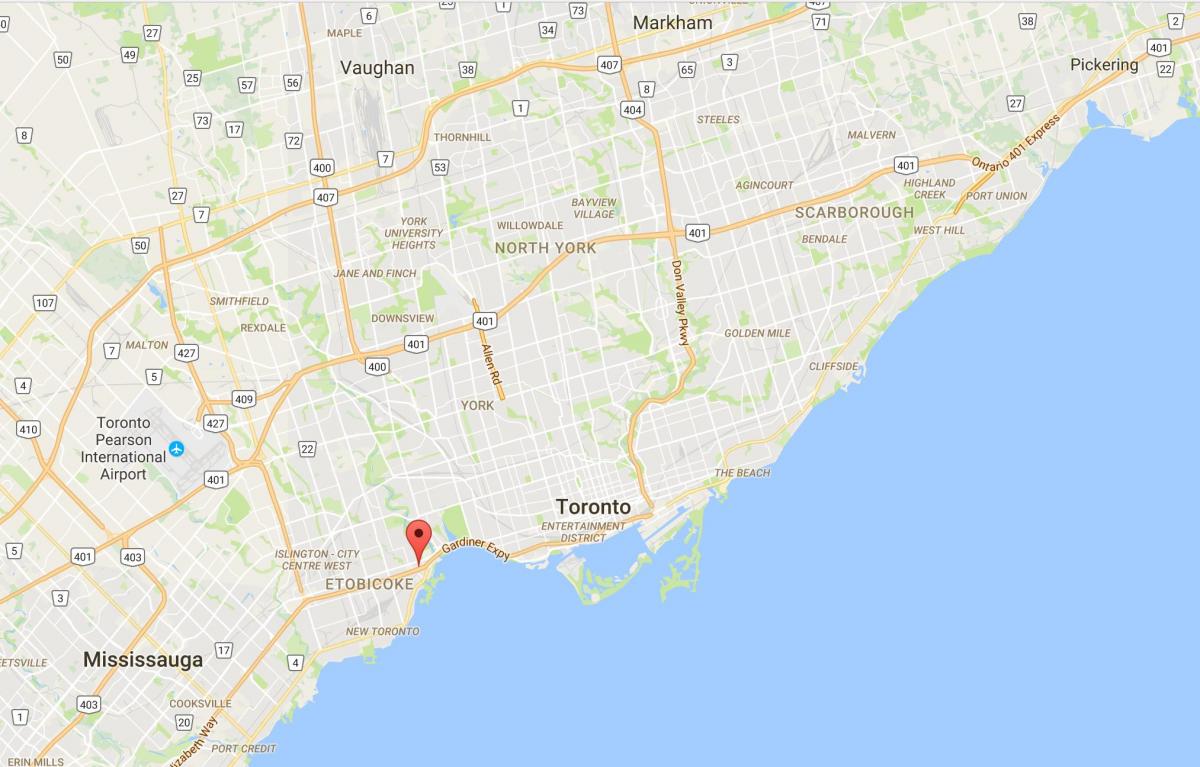 Karta över Stonegate-Queensway distriktet Toronto