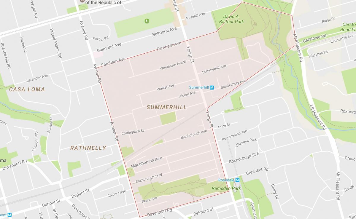 Karta över Summerhill grannskapet Toronto