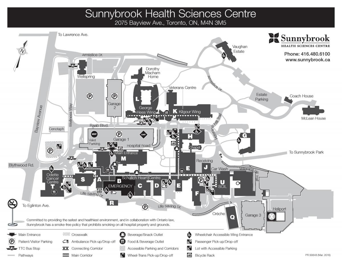 Karta över Sunnybrook Health sciences centre - SHSC
