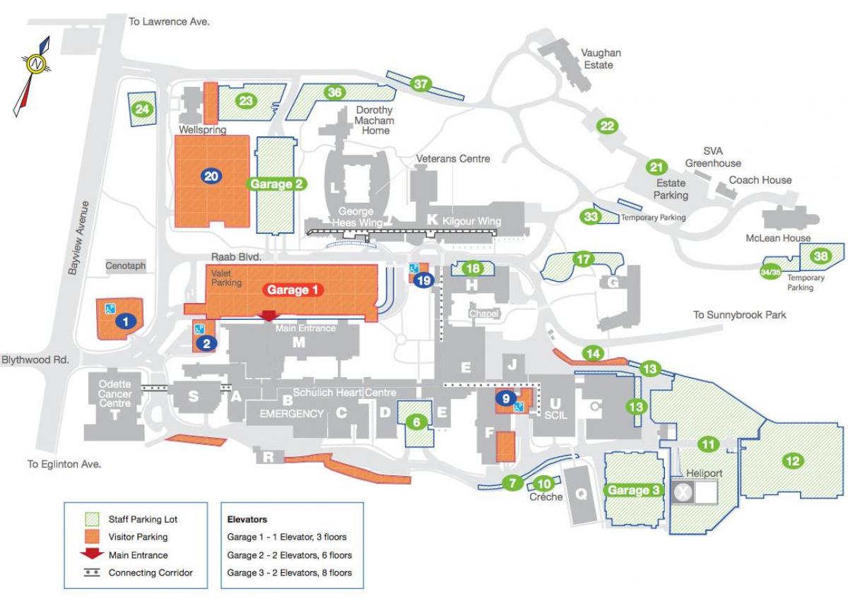 Karta över Sunnybrook Hospital