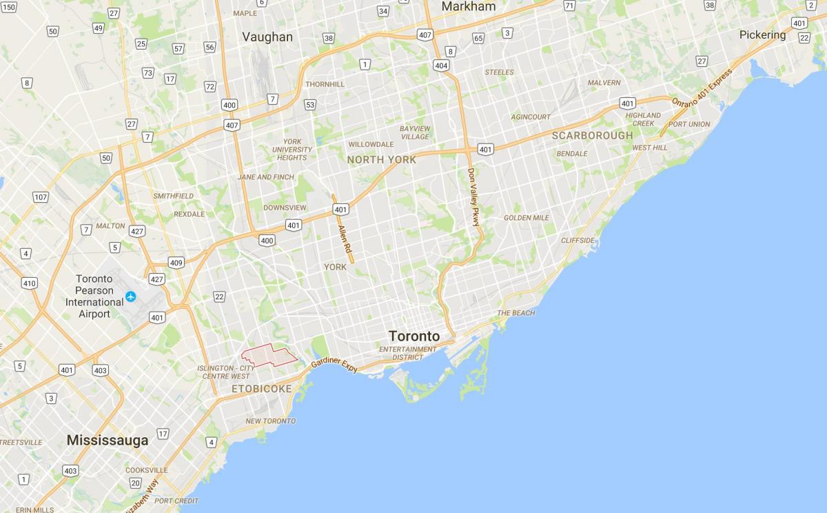 Karta över Sunnylea distriktet Toronto