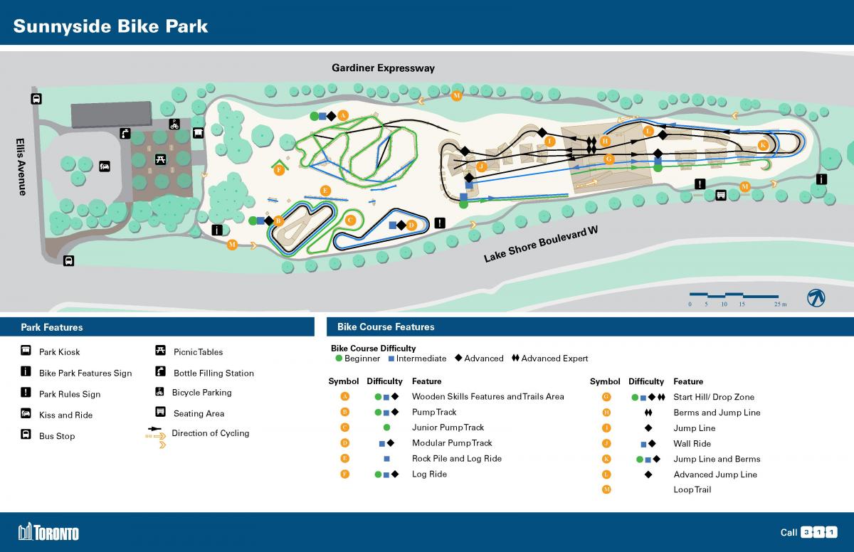 Karta över Sunnyside Bike Park Toronto