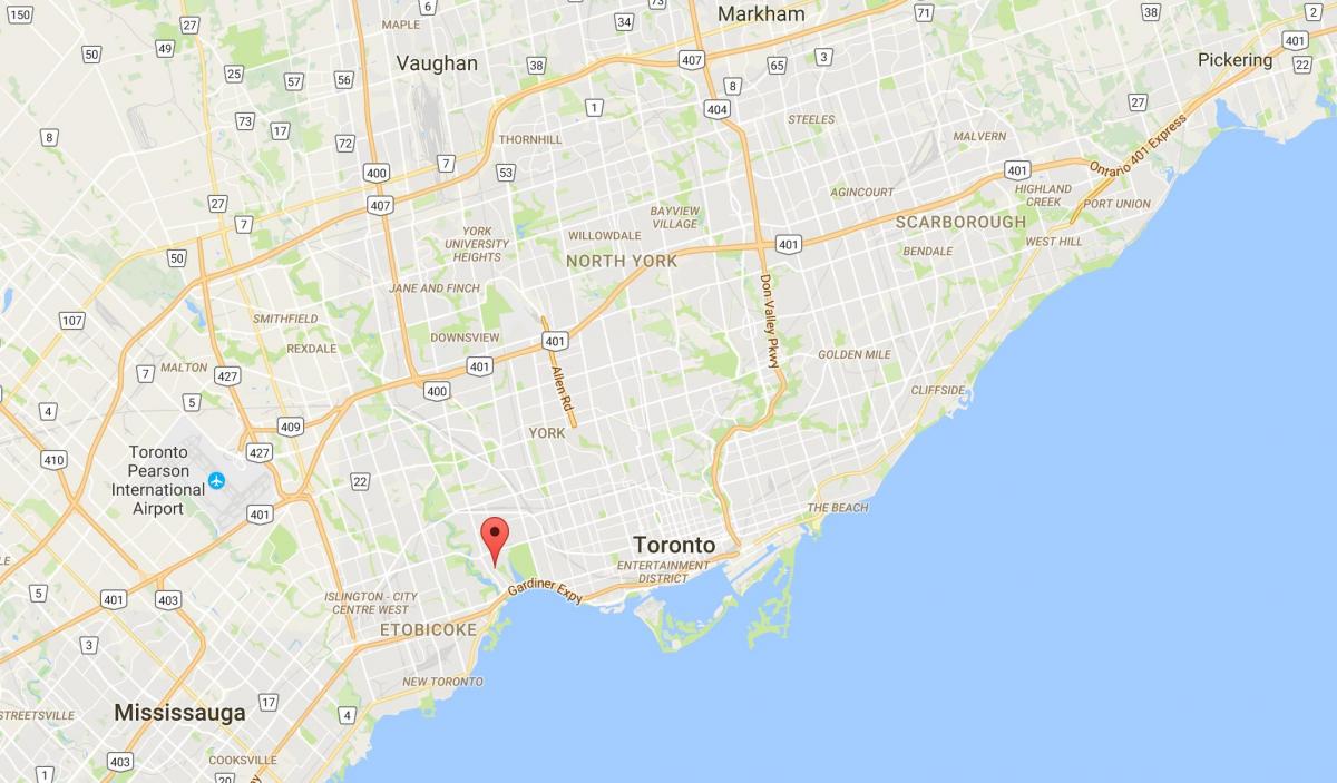 Karta över Swansea distriktet Toronto