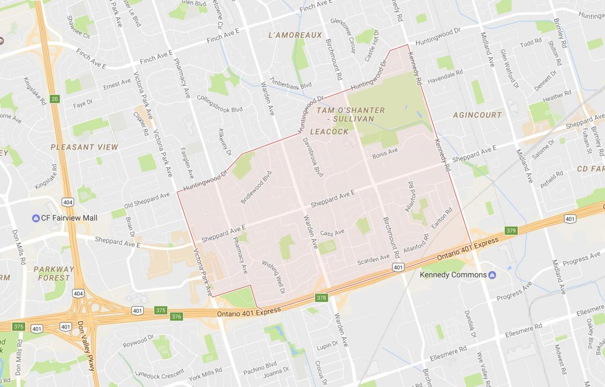 Karta över Tam O'Shanter – Sullivan grannskapet Toronto