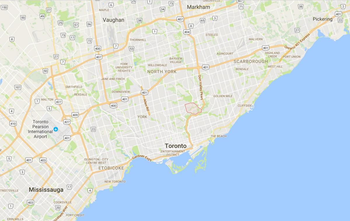 Karta över Thorncliffe Park district Toronto