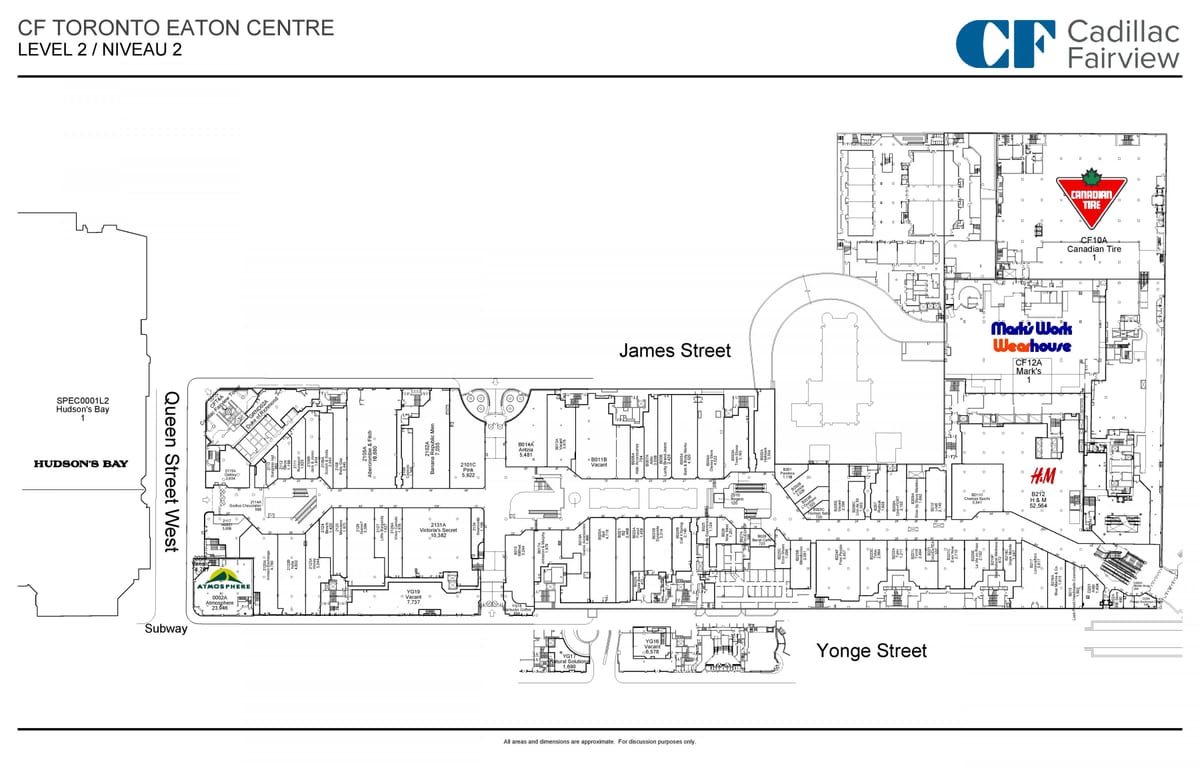 Karta över Toronto Ätit Centrum nivå 2