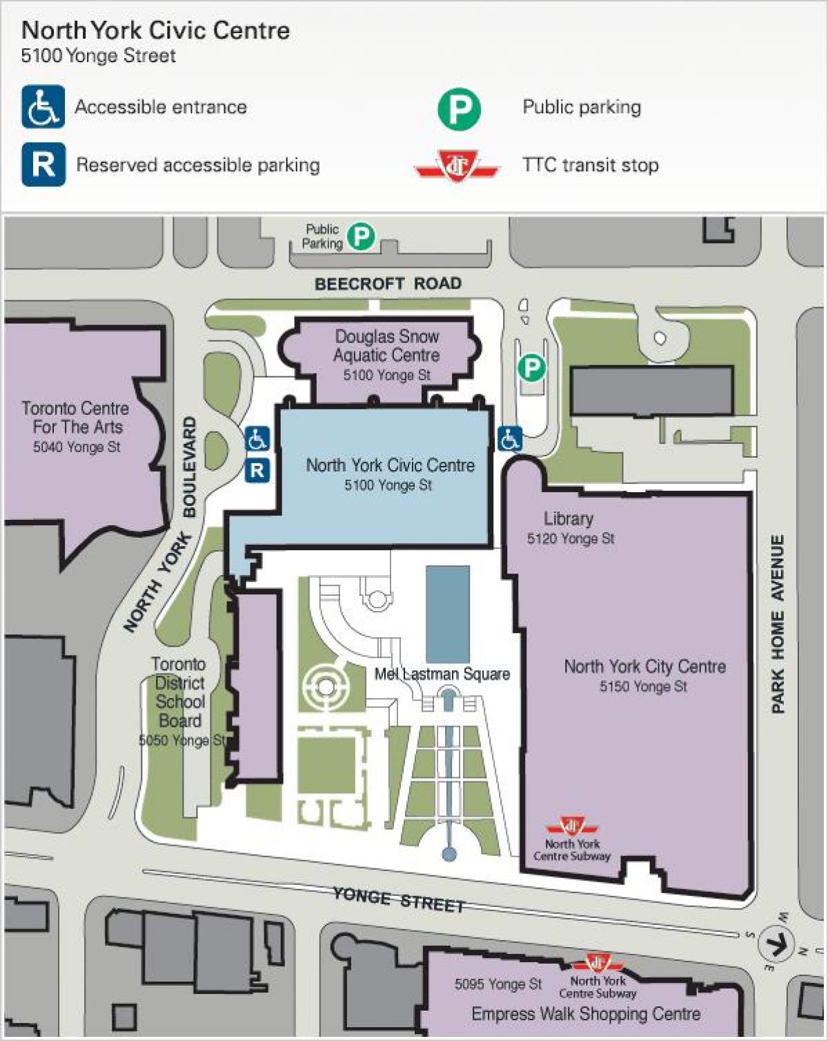 Karta över Toronto Centre for the Arts parkering