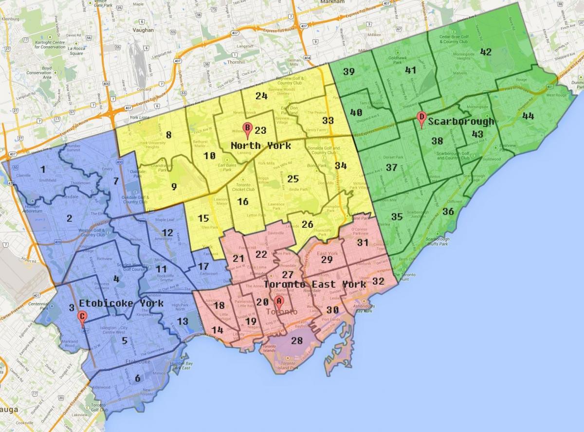 Karta över Toronto City Gränsen