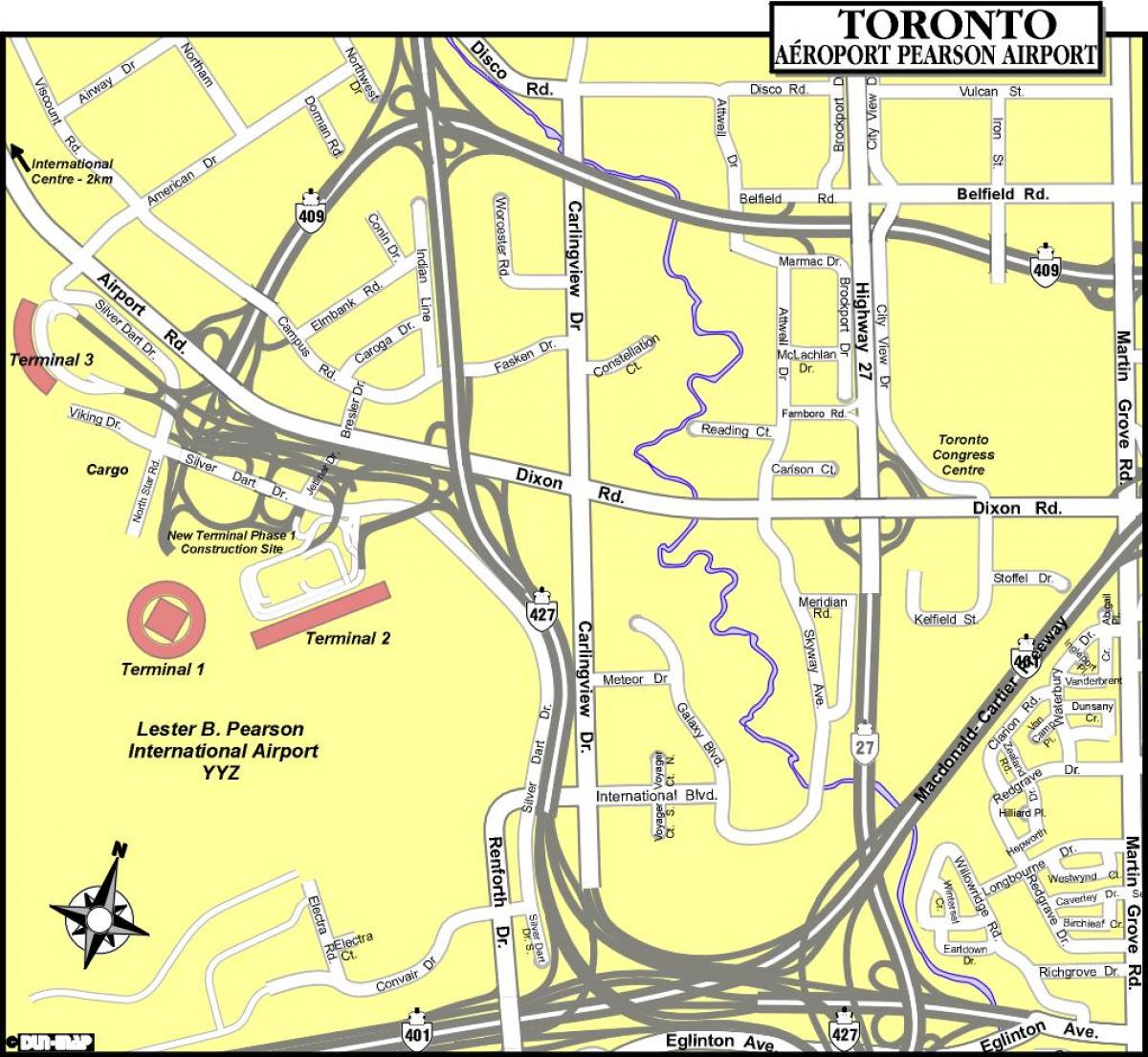 Karta över Toronto flygplatser