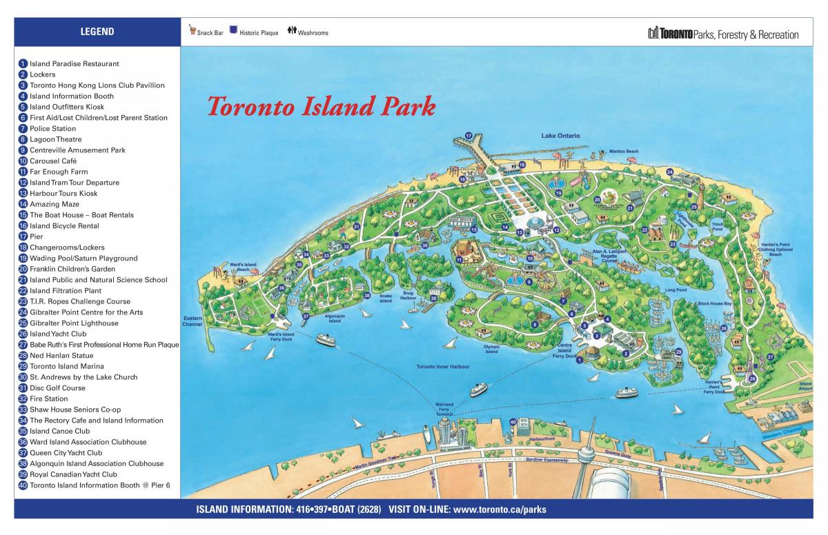 Karta över Toronto island park