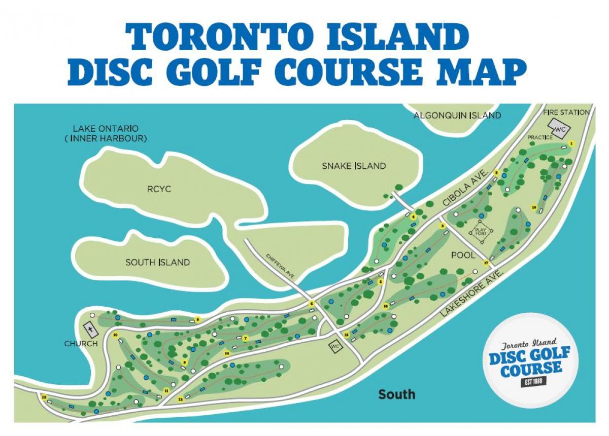Karta över Toronto Islands golf kurser Toronto
