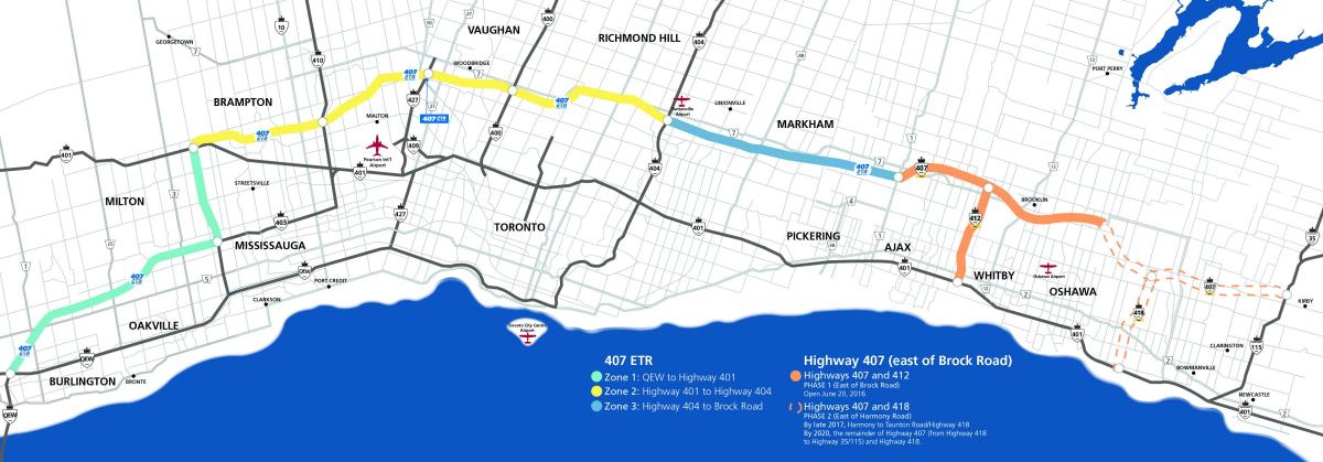 Karta över Toronto motorväg 407