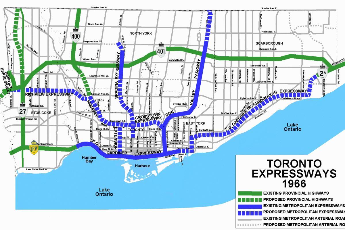 Karta över Toronto motorvägar
