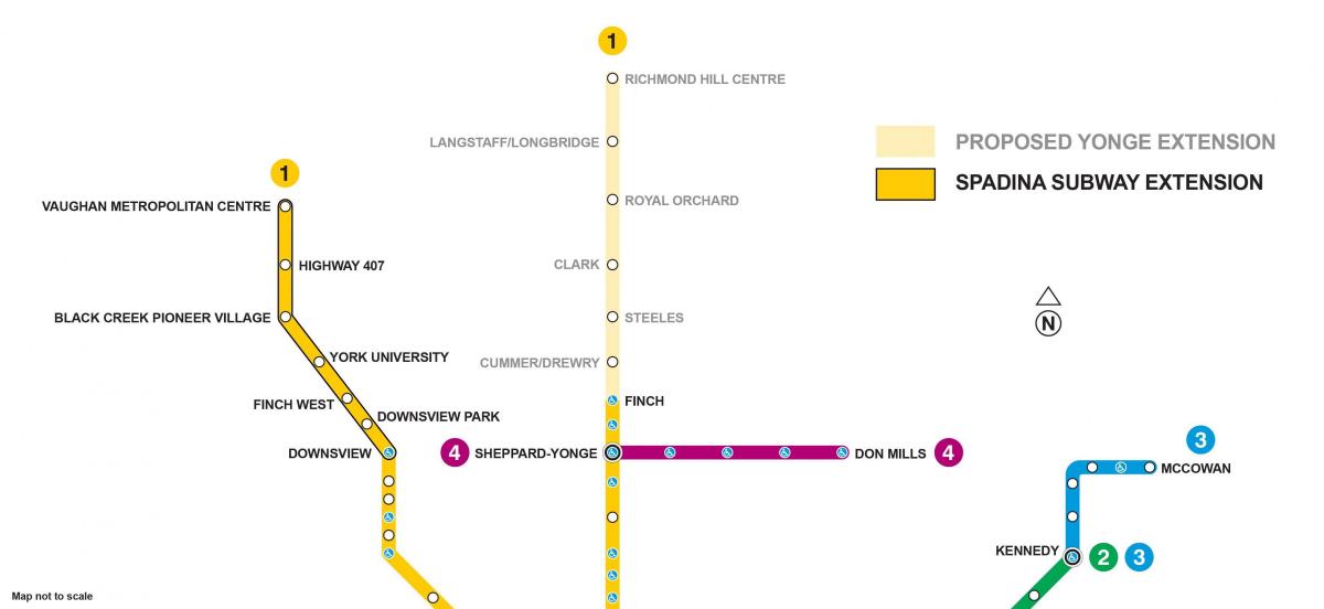 Karta över Toronto tunnelbana förlängning