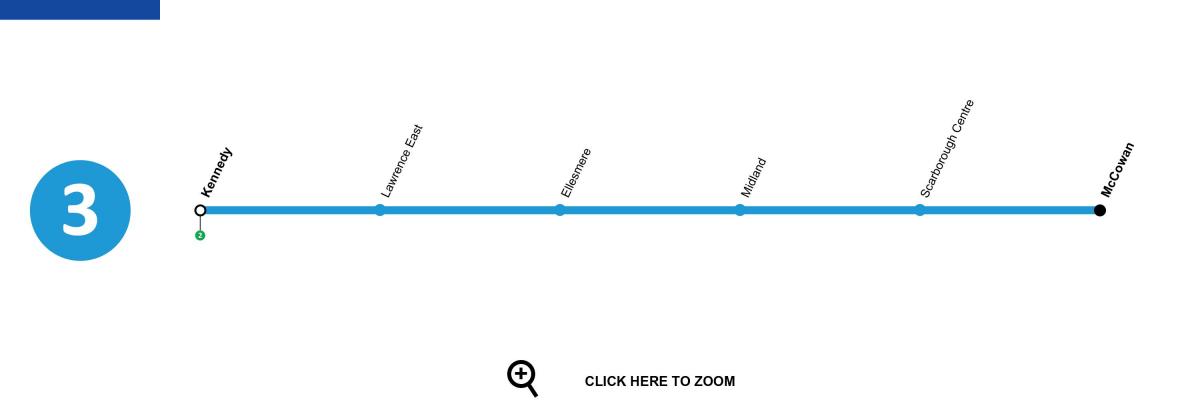 Karta över Toronto tunnelbana linje 3 Scarborough RT
