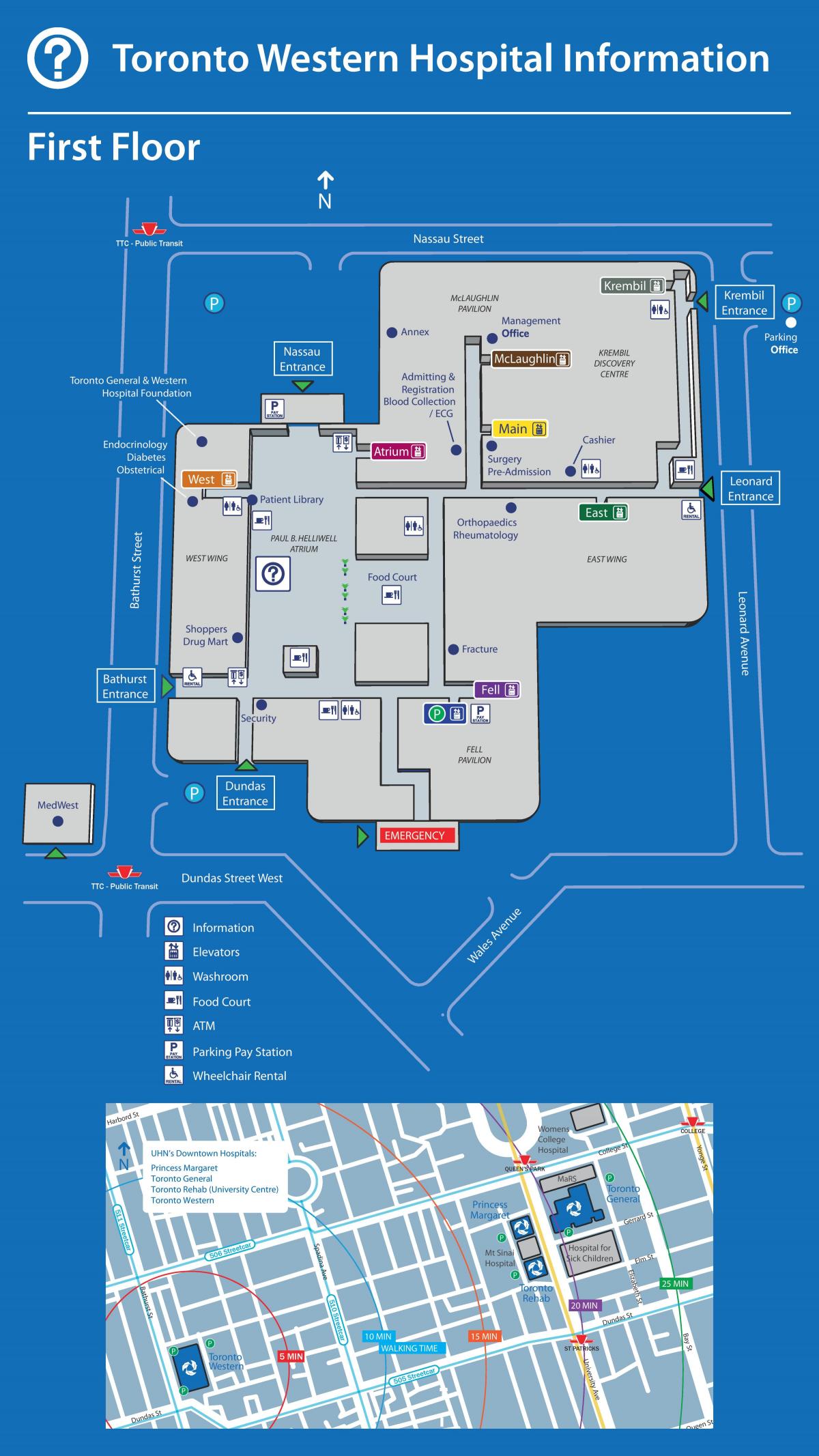 Karta över Toronto Western Hospital