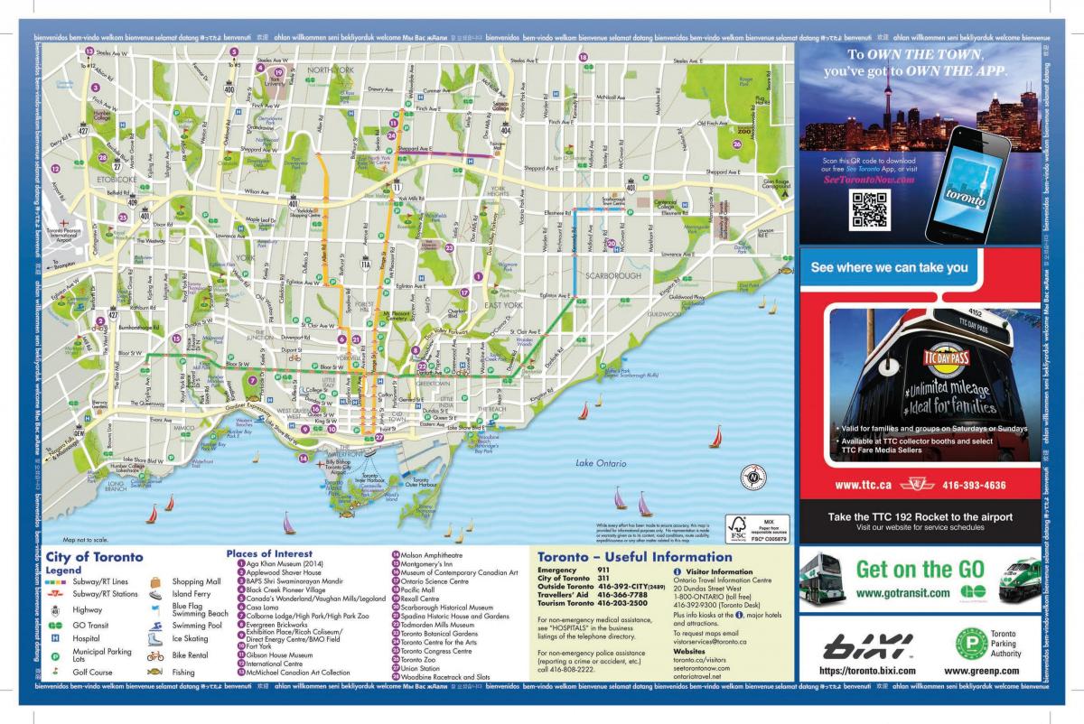 Karta av turism Toronto