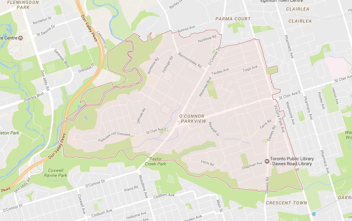 Karta över Tygeln Väg grannskapet Toronto