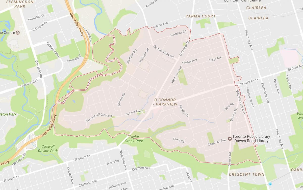 Karta över Tygeln Väg grannskapet Toronto