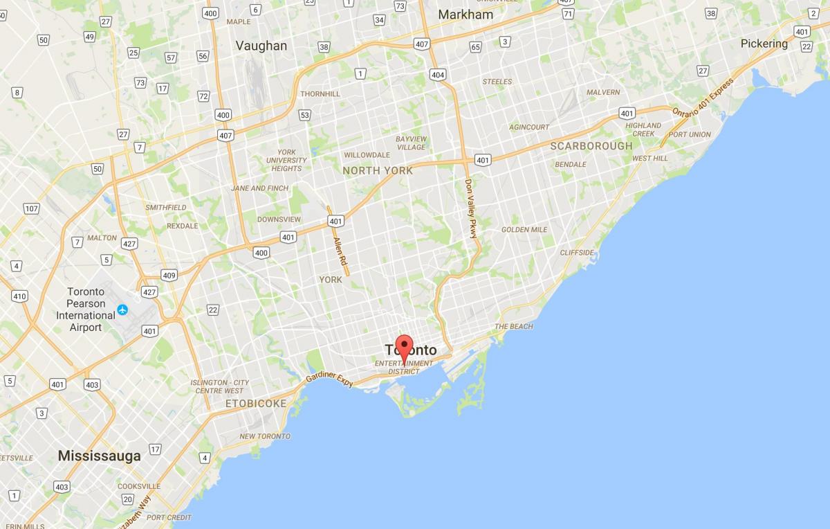Karta av Underhållning Distriktet distriktet Toronto