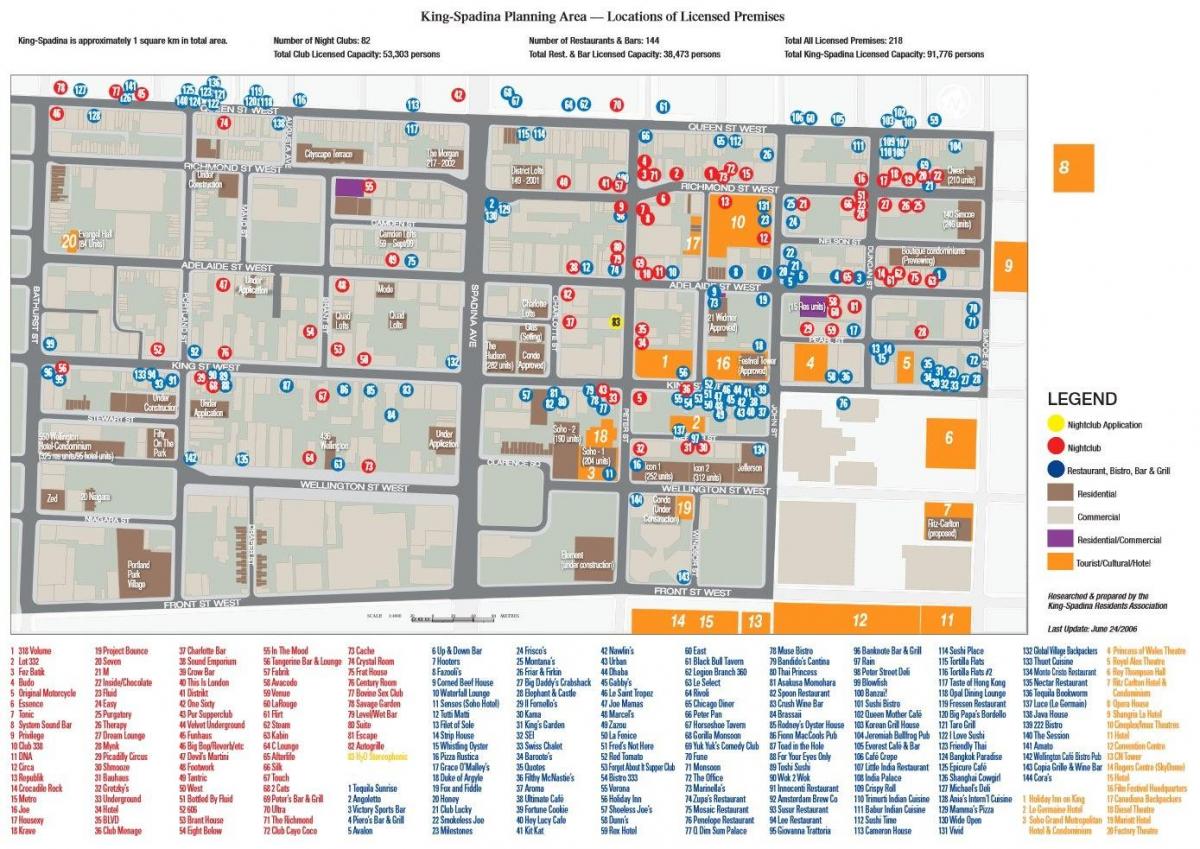 Karta av nöjesdistriktet Toronto information