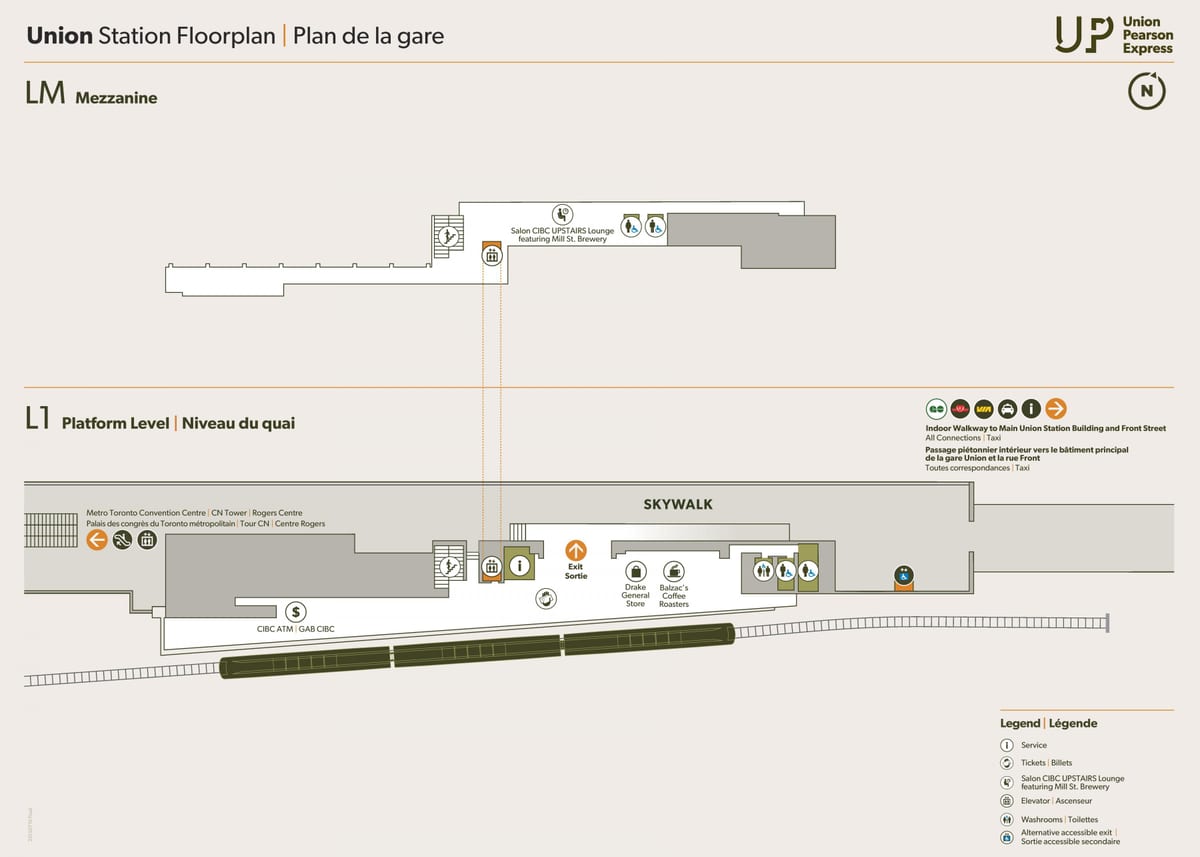Karta över Union station plattform nivå