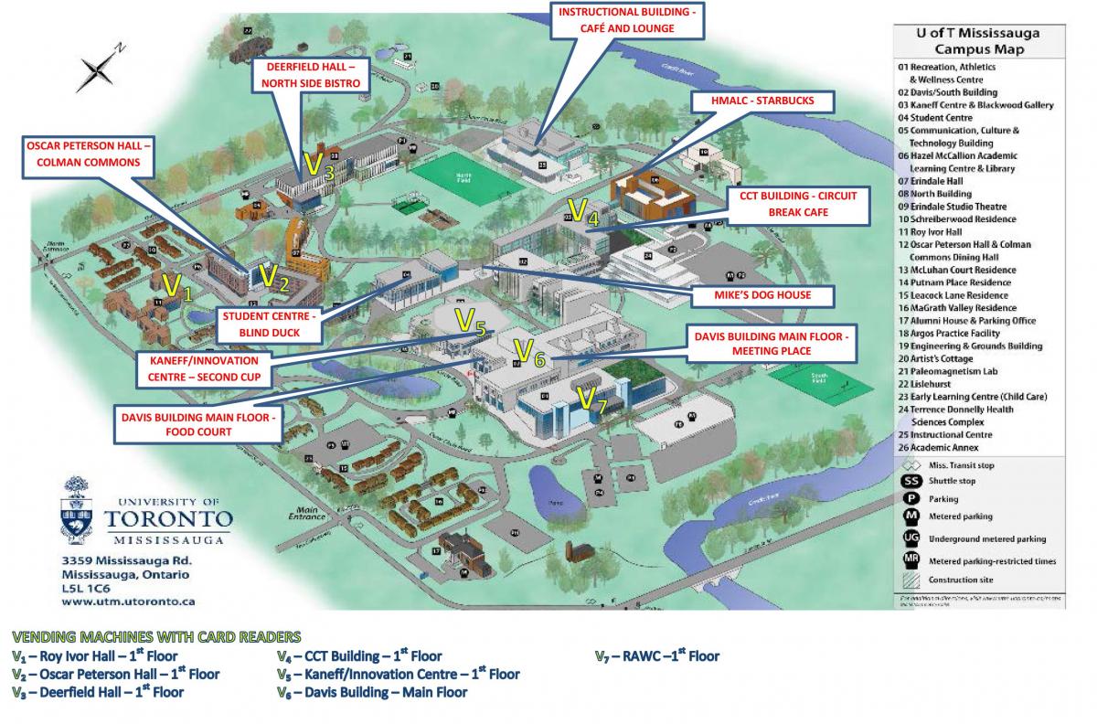 Karta av university of Toronto Mississauga campus mat tjänster