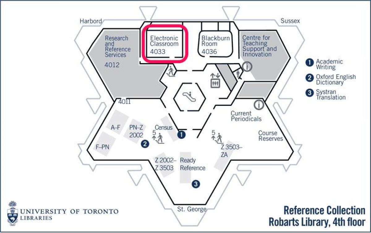 Karta av university of Toronto Robarts library elektroniska klassrummet