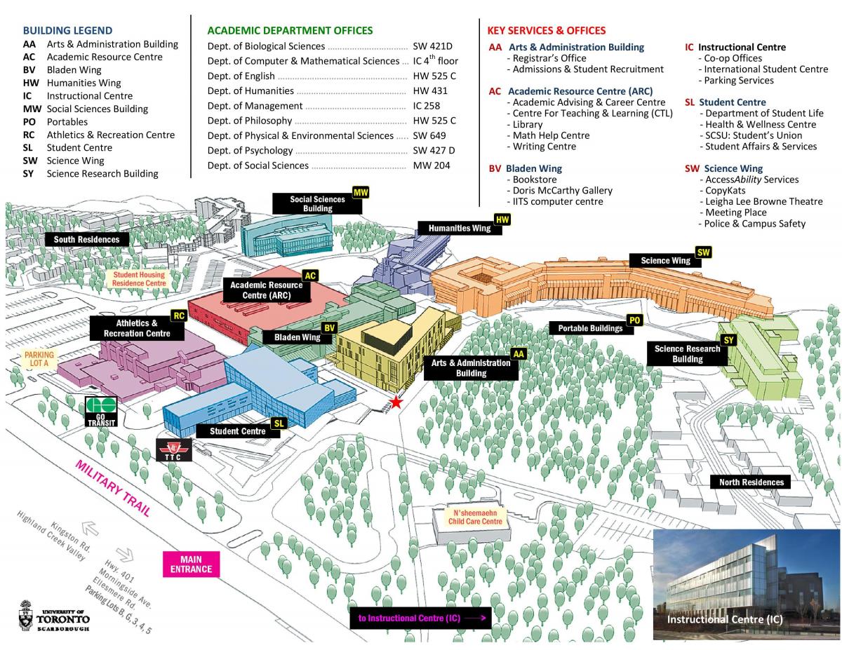 Karta av university of Toronto Scarborough campus