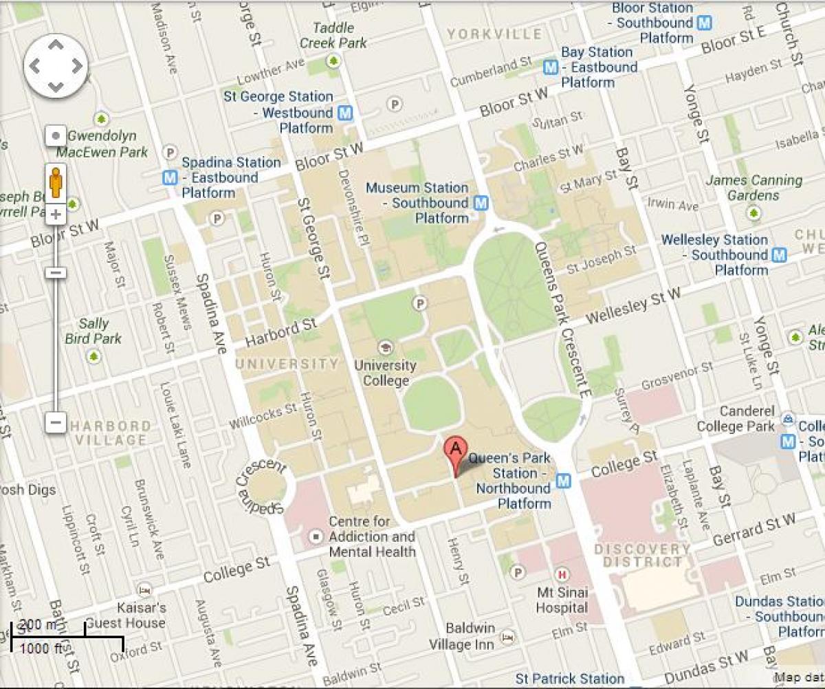 Karta av university of Toronto St George