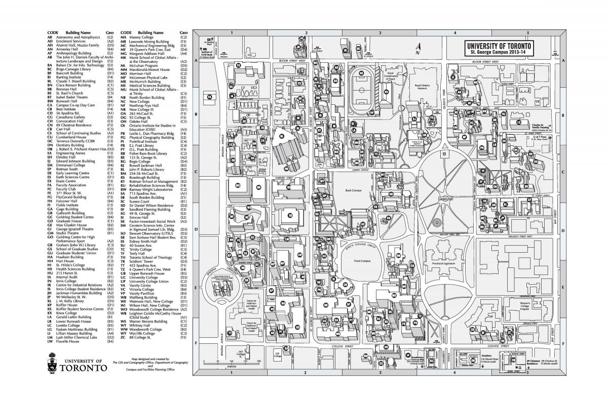 Karta av university of Toronto St Georges campus