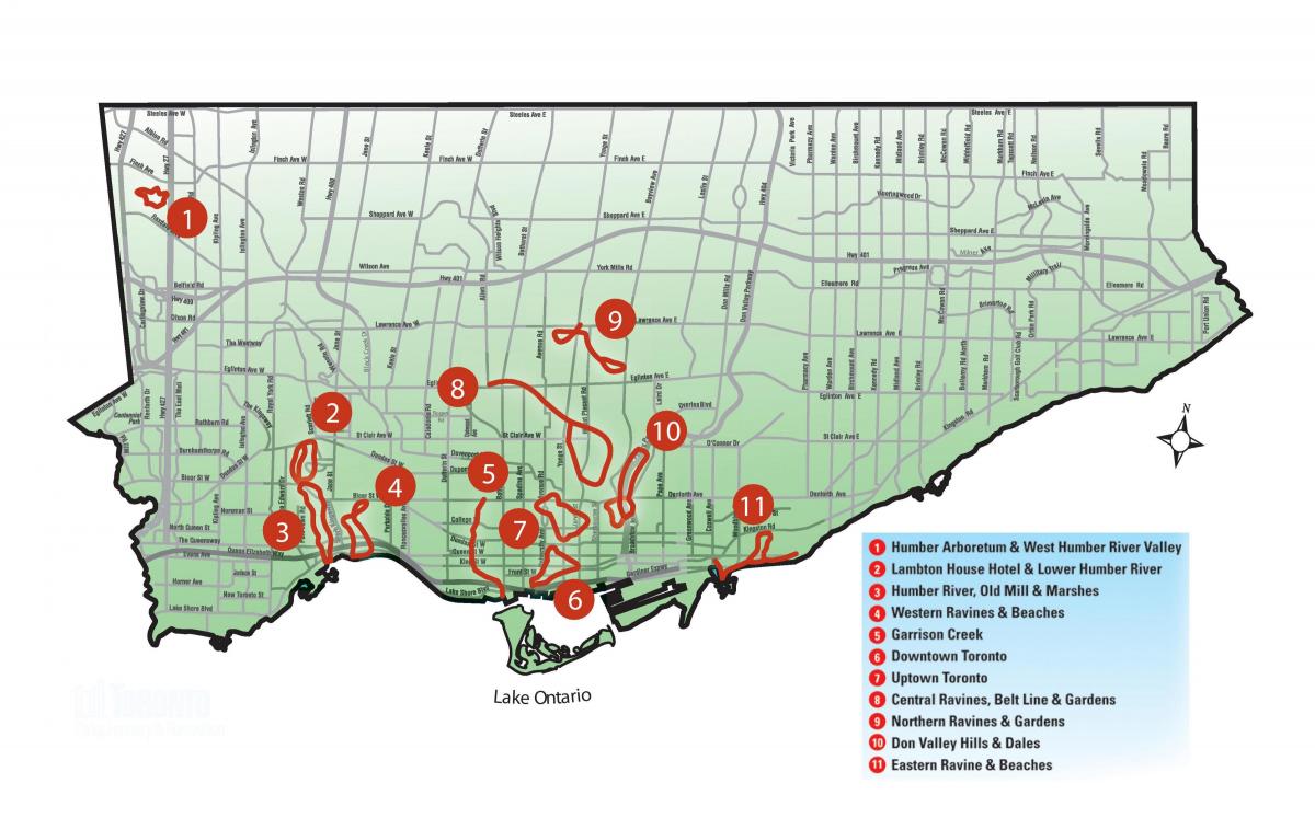 Karta över upptäckten promenad Toronto