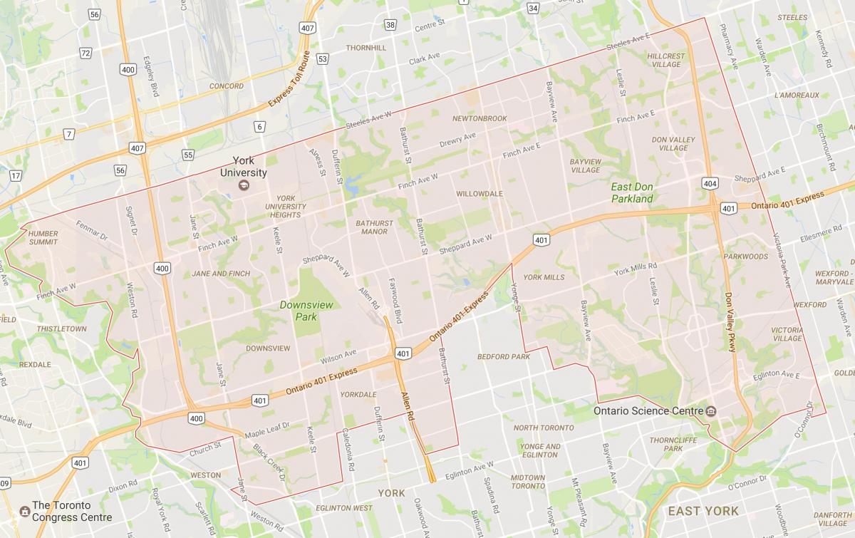 Karta över Norra delen av Toronto grannskapet Toronto