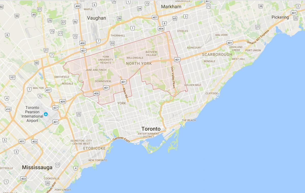 Karta över Norra delen av Toronto Toronto district