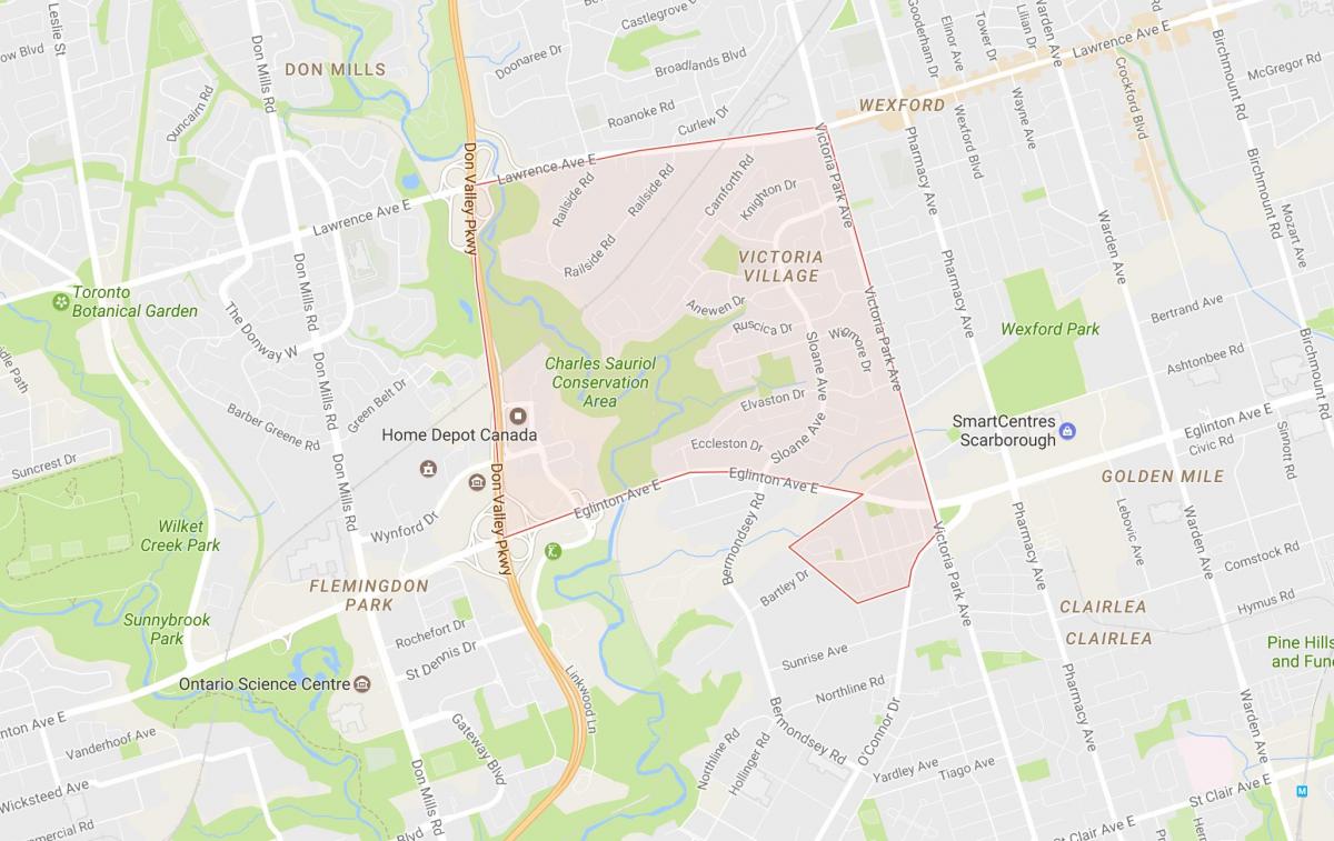 Karta över Victoria By grannskapet Toronto