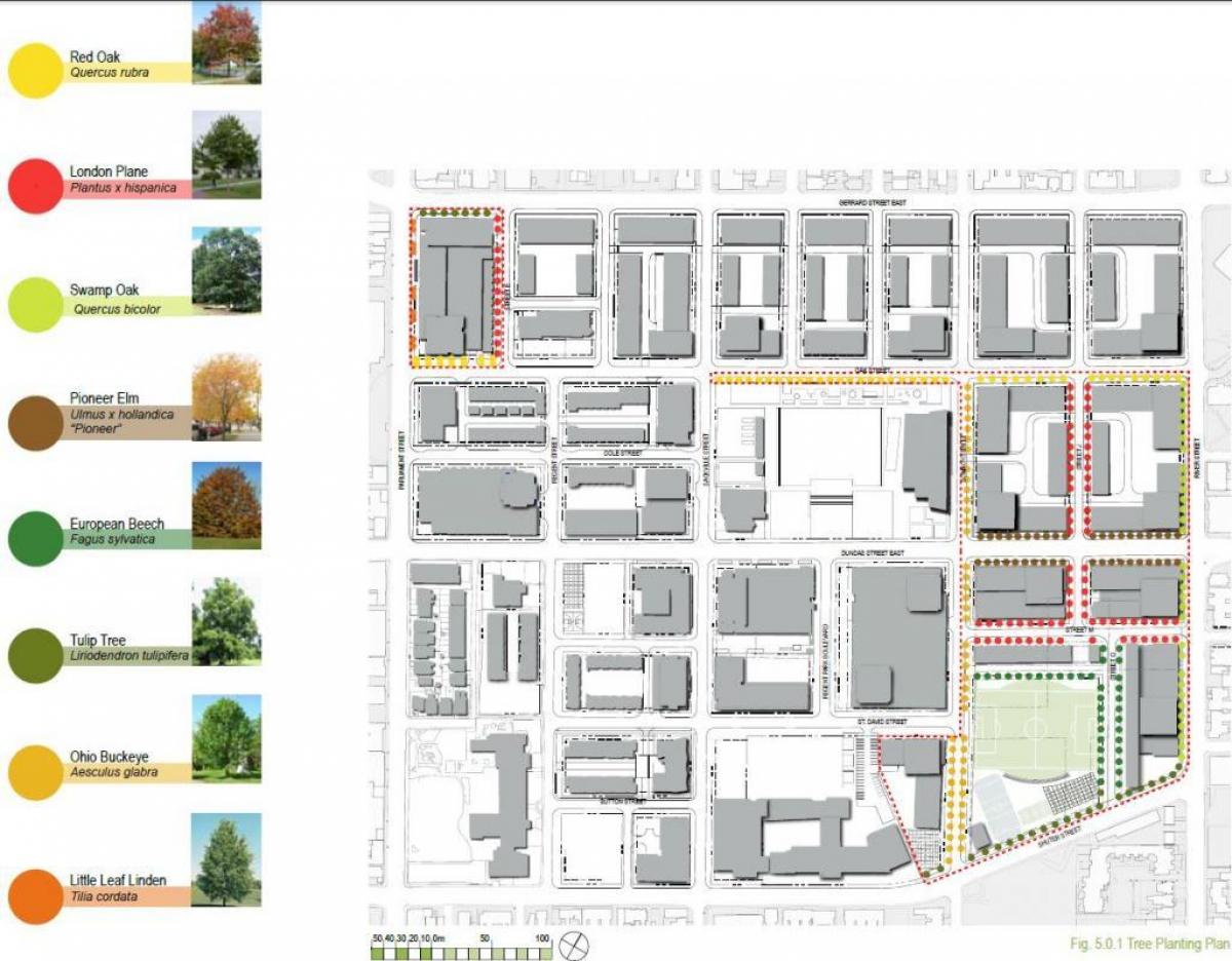 Karta över Vitalisering plan Regent Park Toronto fas 3