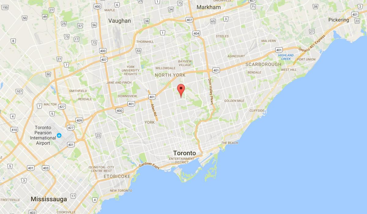 Karta över Wanless Park district Toronto