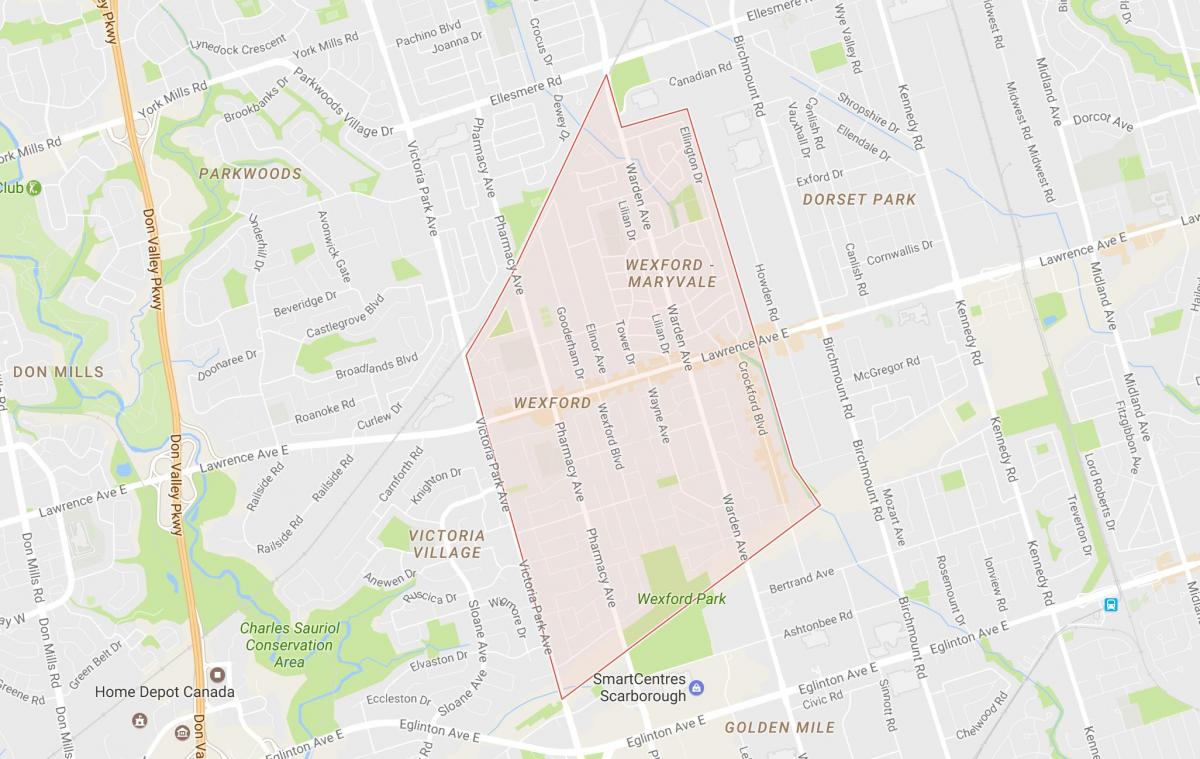 Karta över Wexford grannskapet Toronto
