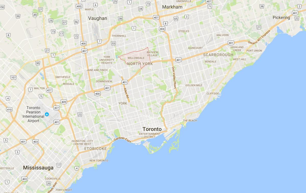 Karta över Willowdale distriktet Toronto
