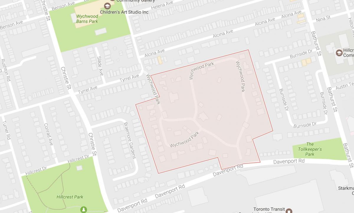 Karta över Wychwood Park stadsdelen Toronto